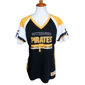 Pittsburgh Pirates Jersey Womens Size XL Sequined Bling V Neck Majestic Baseball